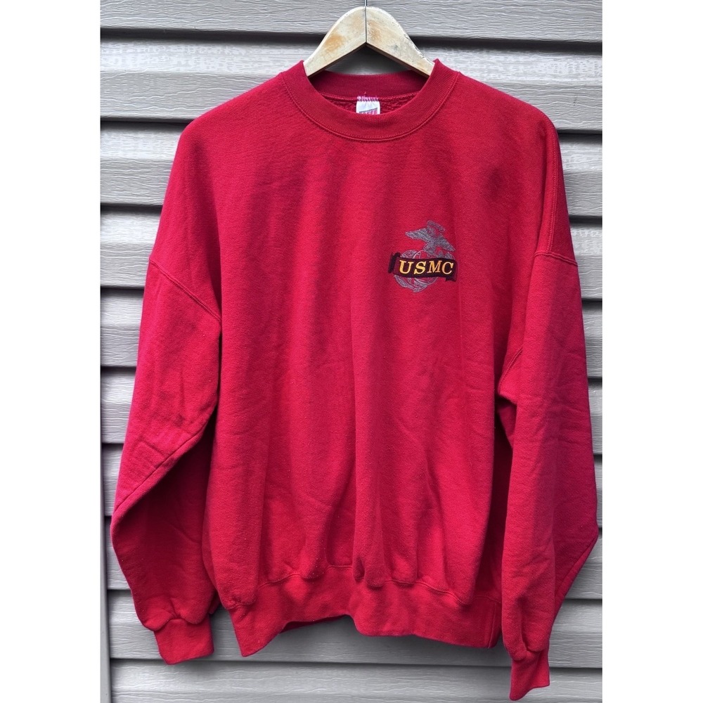 Vintage Marines Jumper Mens Red Soffee USMC Sweatshirt Made In USA 90s 2XL